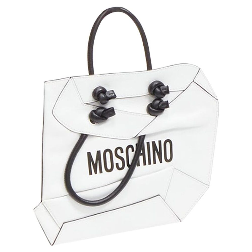 Moschino Couture Optical 2D Flat Shopping Tote Leather Clutch Bag - Picture 2 of 6